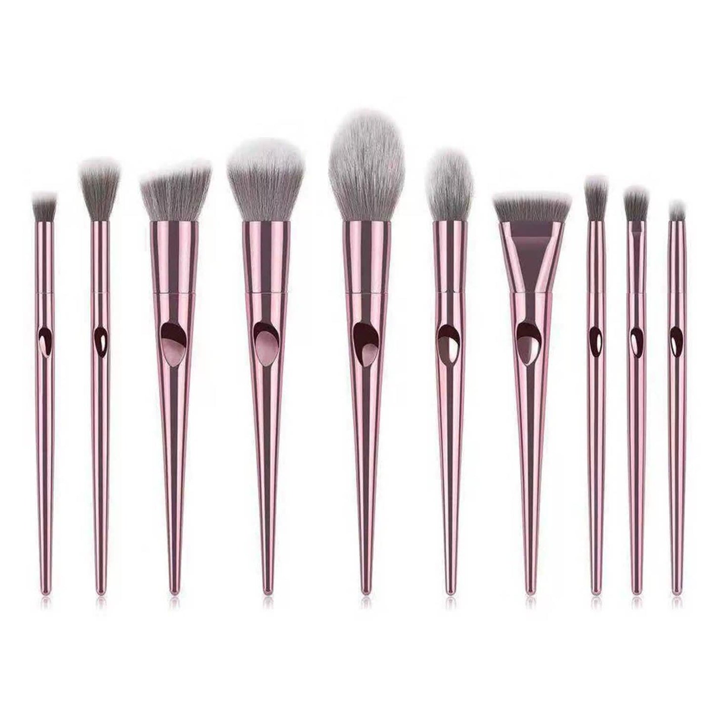 10-Piece: Metallic Premium Cosmetic Makeup Brushes Set