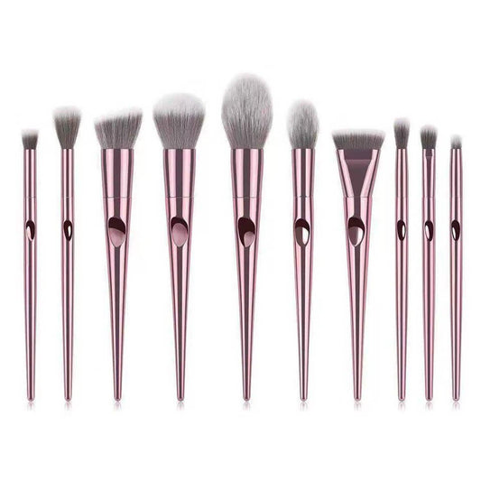 10-Piece: Metallic Premium Cosmetic Makeup Brushes Set