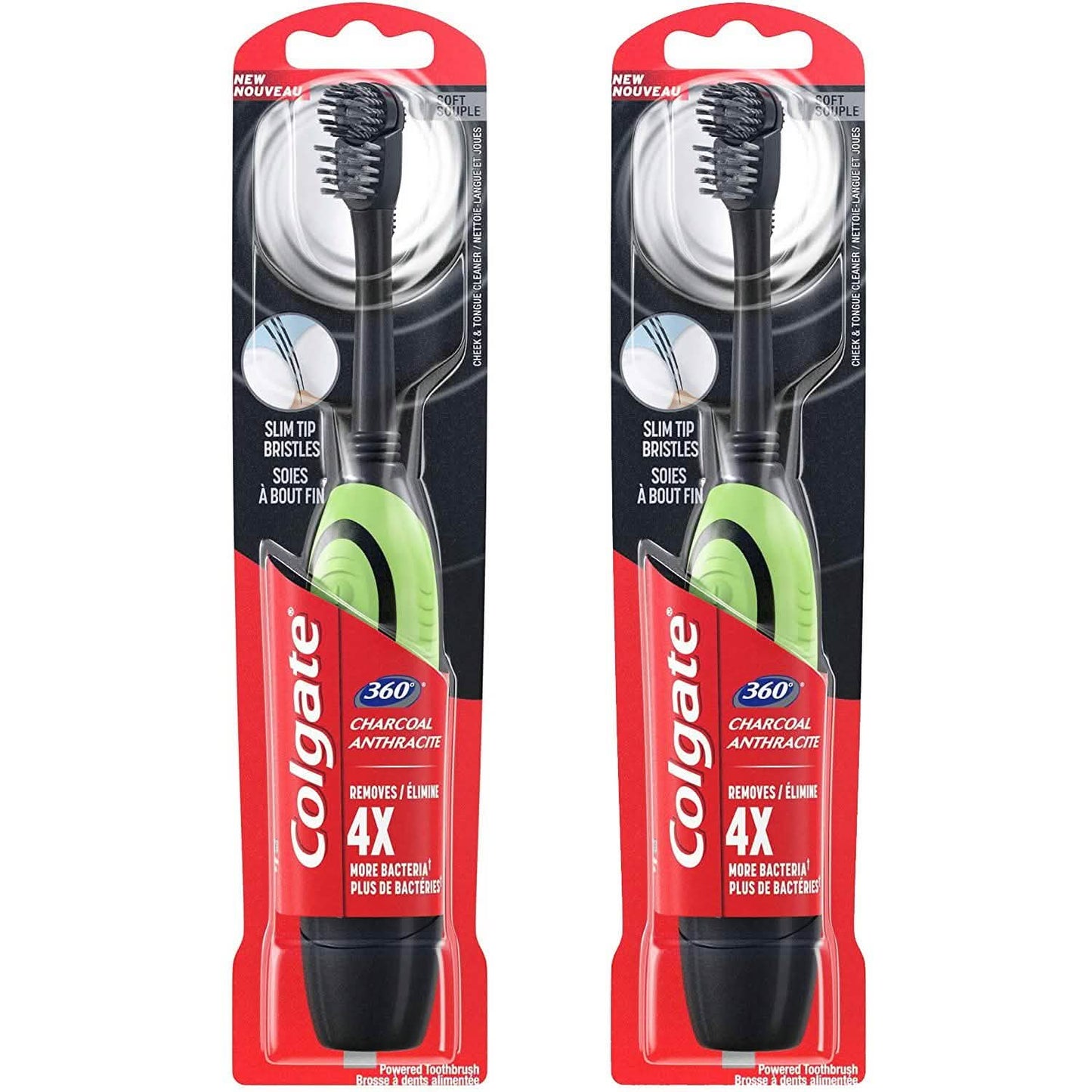 2-Pack: Colgate 360 Battery Powered Charcoal Toothbrush