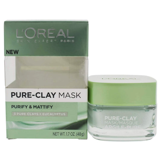 2-Pack: L'Oréal Paris Skincare Pure-Clay Face Mask with Eucalyptus for Oily and Shiny Skin to Purify and Matify
