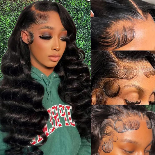 YELHADU Body Wave Lace Front Wigs Human Hair Pre Plucked 13x4 HD Lace Frontal Wigs Human Hair 180 Density Natural Black Wigs for Women Human Hair Lace Front Wig with Baby Hair Glueless 22 Inch